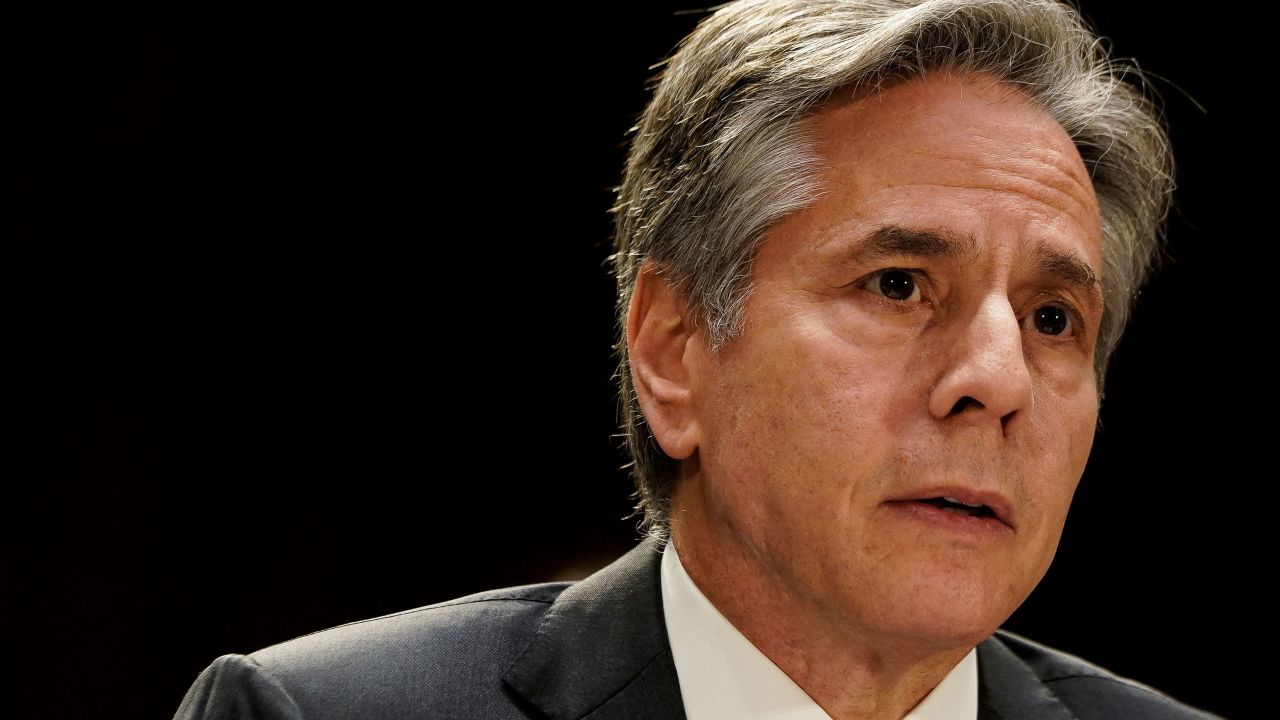 U.S. Secretary of State Antony Blinken testifies during a Senate hearing on May 16, 2023.