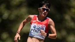 Maria Perez, from the Spanish Team, in the final of the 20 km walk during the World Outdoor Athletics Championships on July 15, 2022 in Eugene, Oregon, USA.