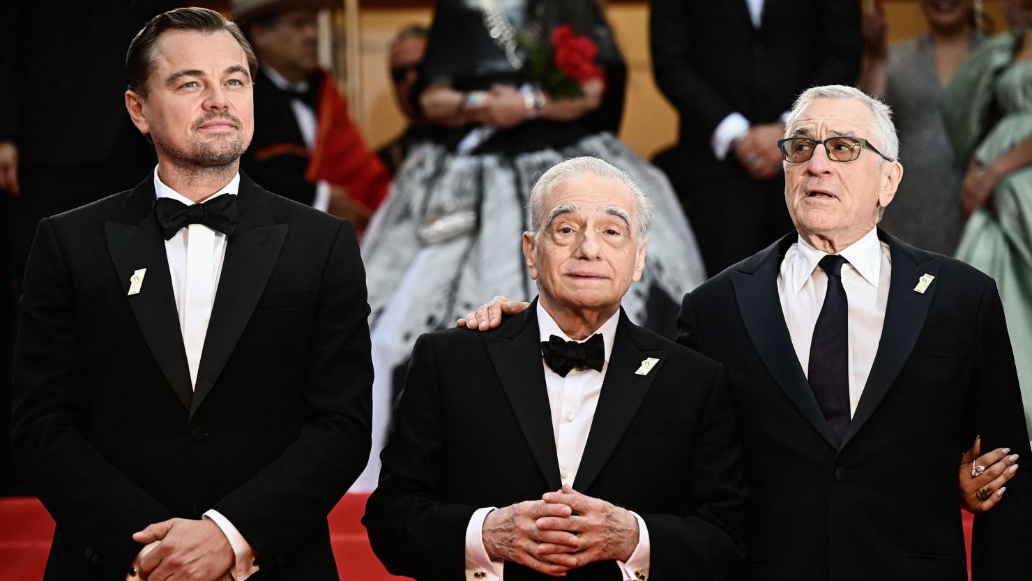 (From left) Leonardo Dicaprio, Martin Scorsese and Robert De Niro at the Cannes Film Festival premiere for 'Killers of The Flower Moon' on Saturday in France. 