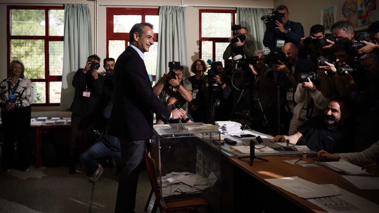 Greek Prime Minister Kyriakos Mitsotakis cast his ballot in Athens.