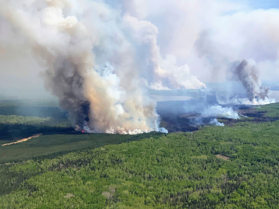 The Eagle Wildfire burns near Fox Creek, Alberta, on Saturday, May 13, 2023.
