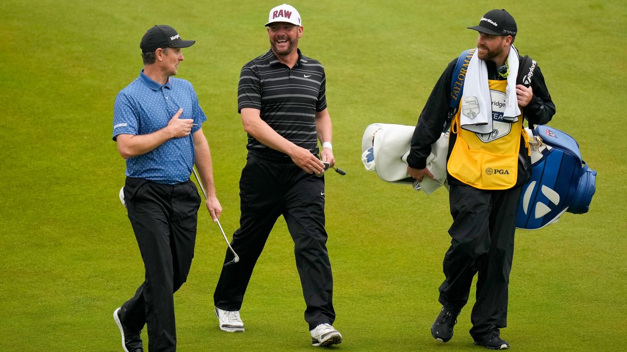 Block was partnered with England's Justin Rose (L) for the third round,