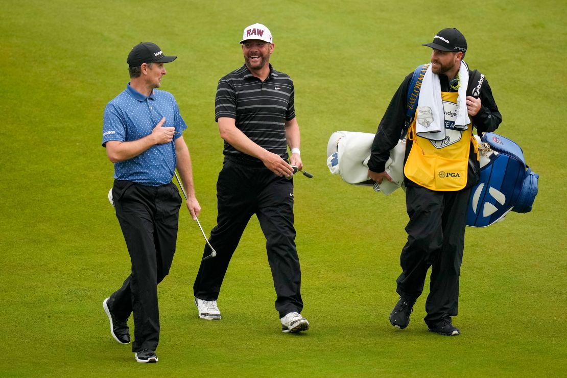 Block was partnered with England's Justin Rose (L) for the third round,