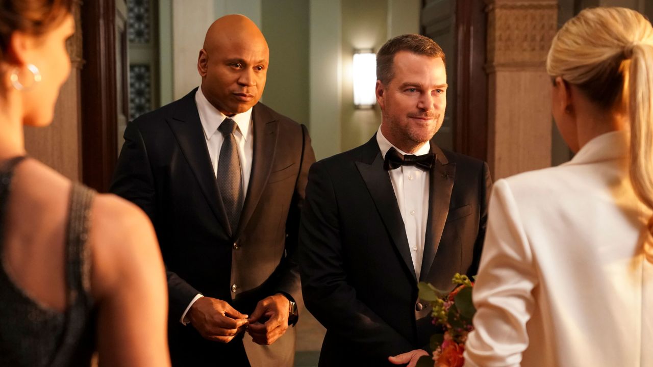 "New Beginnings, Part Two" -- The NCIS team continues the case with ATF and the stolen military-grade weapons. Also, Callen and Anna decide on an impromptu wedding, on part two of the series finale of the CBS Original series NCIS: LOS ANGELES, Sunday, May 21 (9:00-10:00 PM, ET/PT) on the CBS Television Network, and available to stream live and on demand on Paramount+. Pictured (L-R): LL COOL J (Special Agent Sam Hanna) and Chris O\'Donnell (Special Agent G. Callen). Photo: Sonja Flemming/CBS ©2023 CBS Broadcasting, Inc. All Rights Reserved.