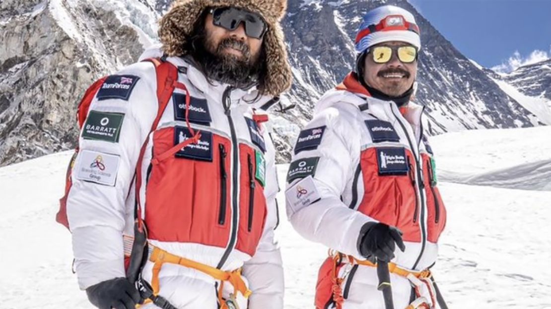 Hari Budha Magar on Everest with team leader Kris Thapa