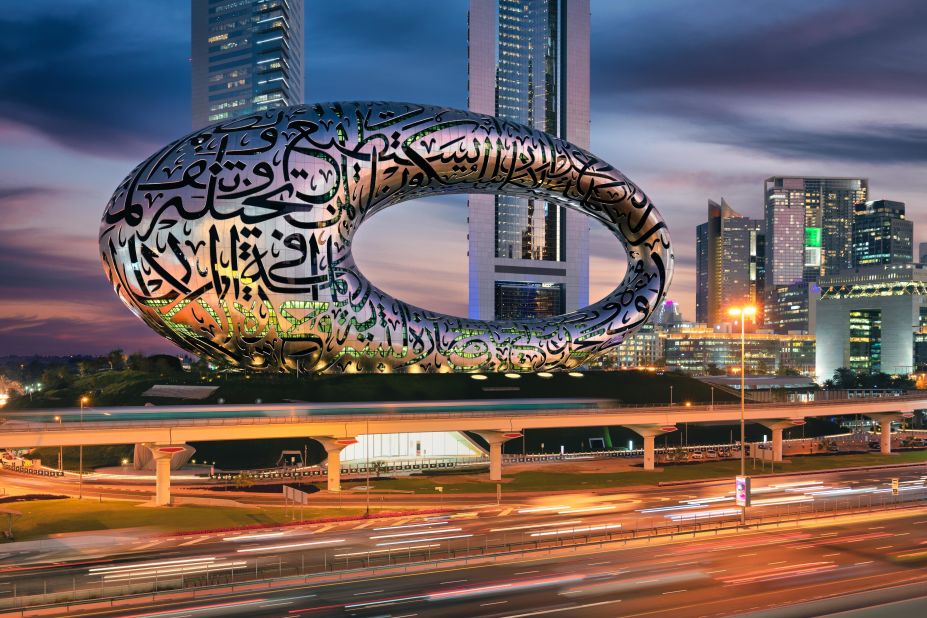 Dubai's Museum of the Future is a calligraphy-covered architectural wonder; it uses artificial intelligence and encourages human/machine interaction across its seven floors. 