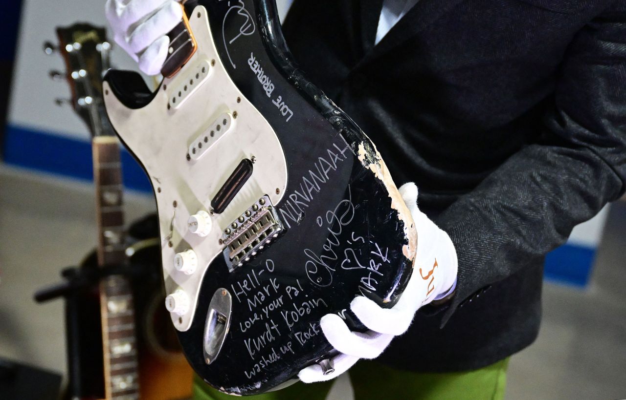 Kurt Cobain's smashed-up guitar for almost $600,000 |