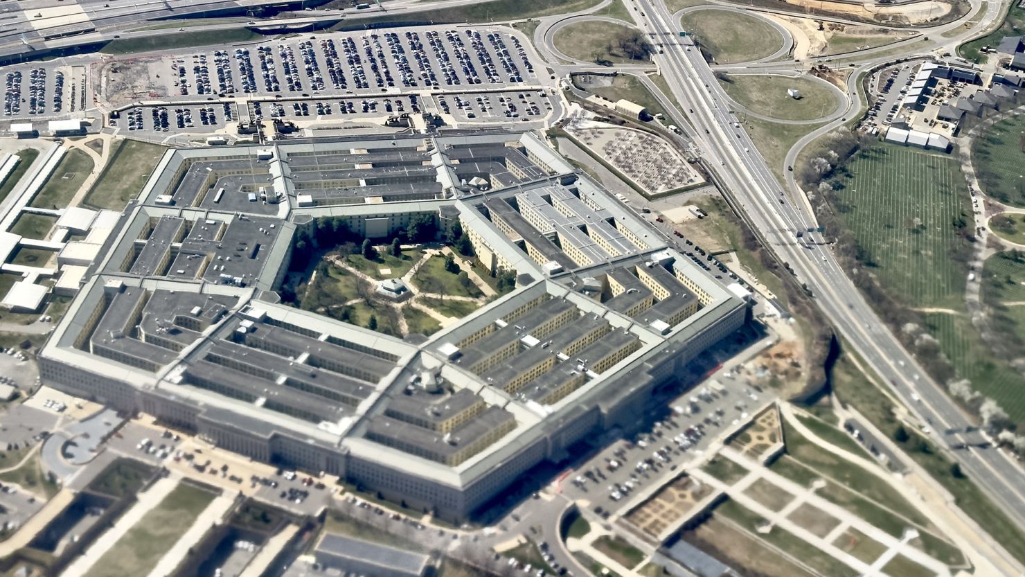 This aerial photograph taken on March 8, 2023, shows the Pentagon, the headquarters of the US Department of Defense.