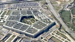 This aerial photograph taken on March 8, 2023 shows The Pentagon, the headquarters of the US Department of Defense, located in Arlington County, across the Potomac River from Washington, DC.