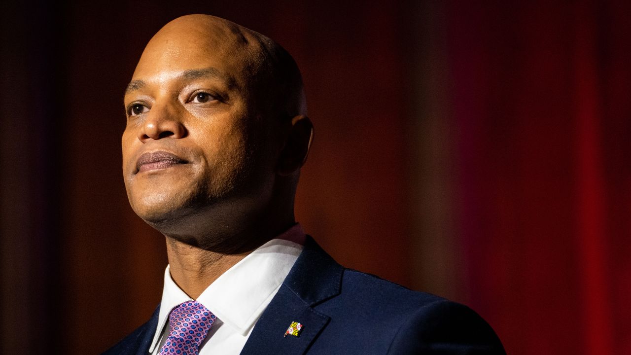 Maryland Gov. Wes Moore speaks on stage on stage during an event at Bowie State University on Wednesday, February 22, 2023, in Bowie, Maryland.
