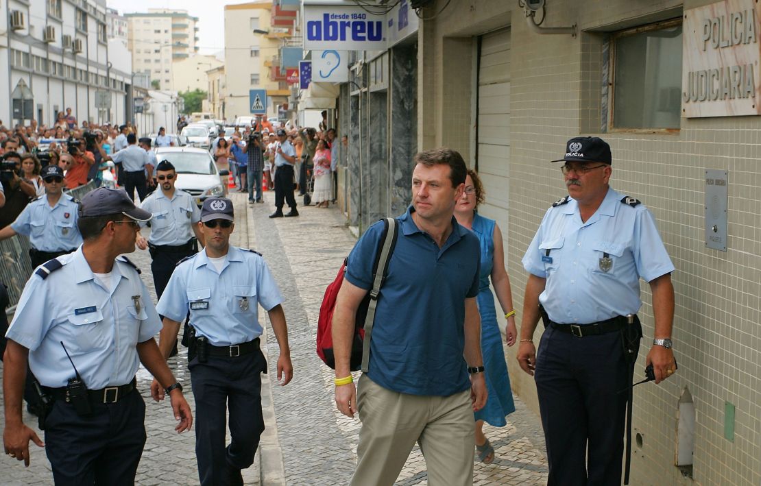 Gerry McCann attends a police station in Portimao on September 7, 2007, for questioning over the disappearance of his daughter. 