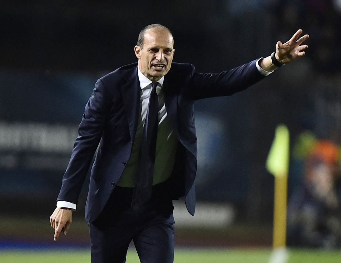 Allegri issues instructions from the sidelines against Empoli. 
