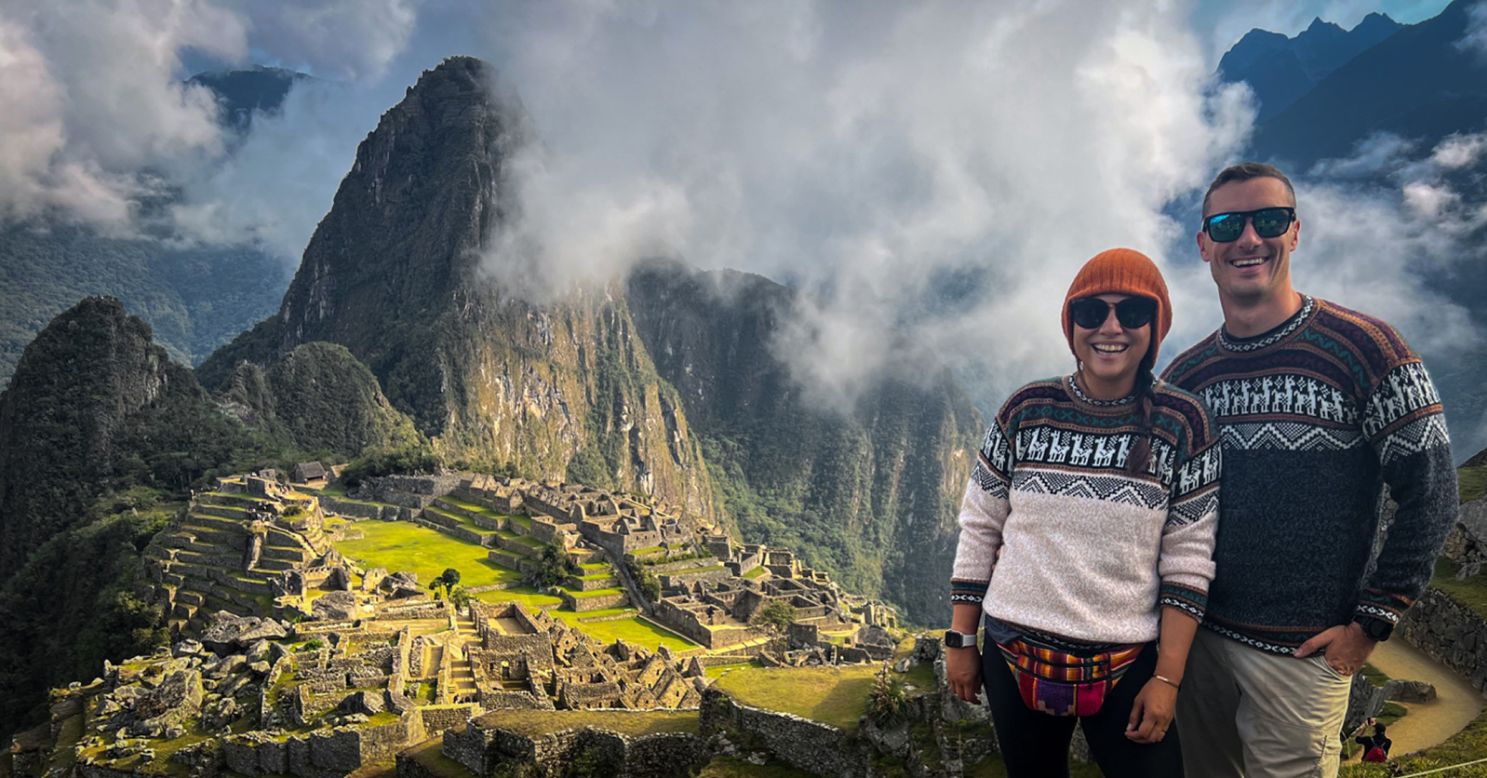 <strong>Machu Picchu: </strong>"Sometimes we're in the middle of nowhere, and I'm climbing Machu Picchu in Peru, and I'm on this five day hike. And I'm just like, 'How is this my life?' I'm just so grateful -- really, really grateful that I have someone to share it with," says Anna. Here's the couple pictured at Machu Picchu.