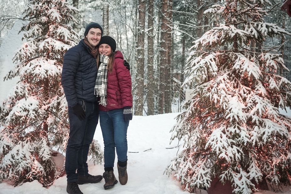 <strong>Encouraging one another:</strong> Anna and Tom like that they encourage one another to be fearless and adventurous. If they hadn't met, Anna thinks their lives would be "completely different." Here they are in Finland together.