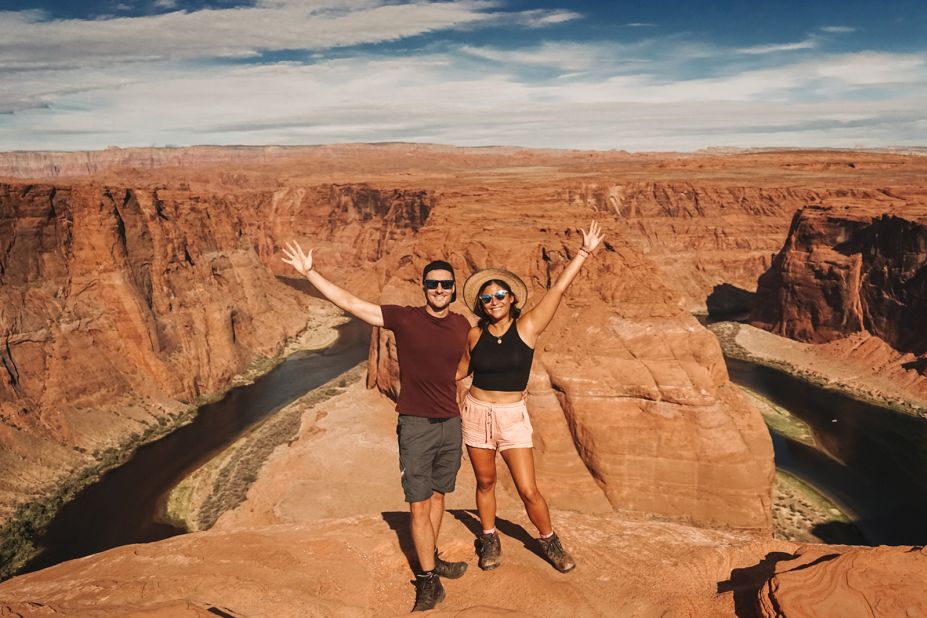 <strong>Instant connection: </strong>Tom and Anna hit it off quickly. "He was just so fun, so interesting," say Anna, while Tom thought Anna was "really cool and different." Here's a snapshot of the couple hiking Horseshoe Canyon, in the US.