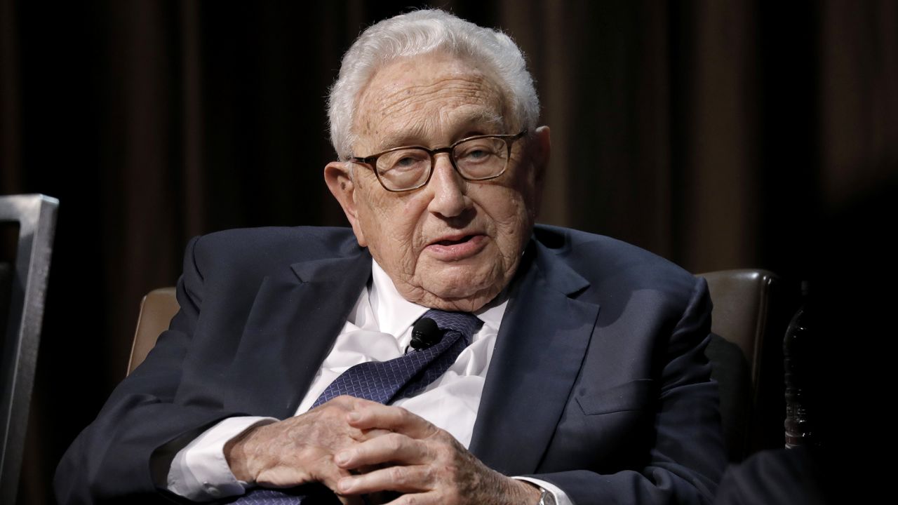 Henry Kissinger, former U.S. secretary of state, speaks during an Economic Club of New York event in New York, U.S., on Tuesday, Dec. 5, 2017. Kissinger is an American diplomat and political scientist who served as the Secretary of State and National Security Advisor under the presidential administrations of Richard Nixon and Gerald Ford. Photographer: Peter Foley/Bloomberg via Getty Images