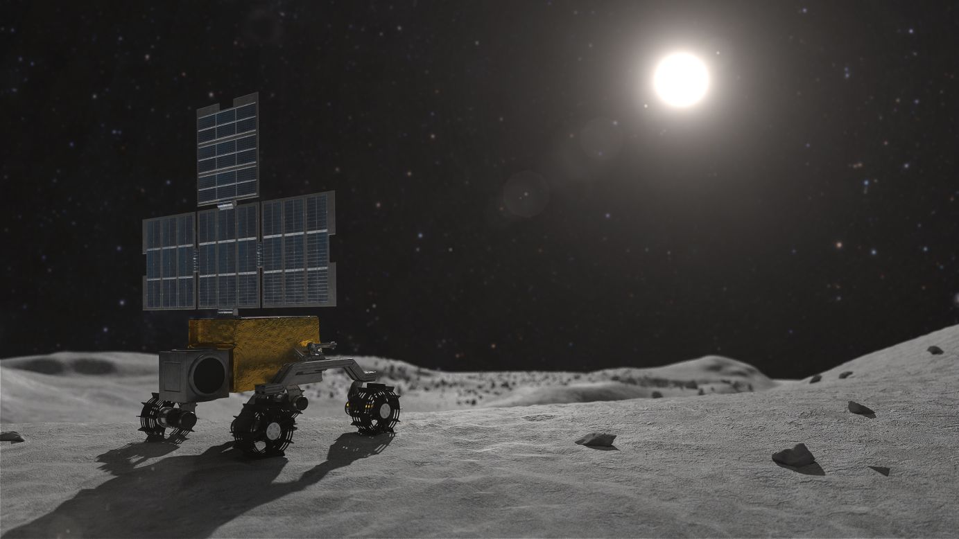 Toronto-based start-up STELLS SPACE is creating a compact rover, shown in this rendering, that acts as a portable solar charger and could supply stranded rovers with energy.