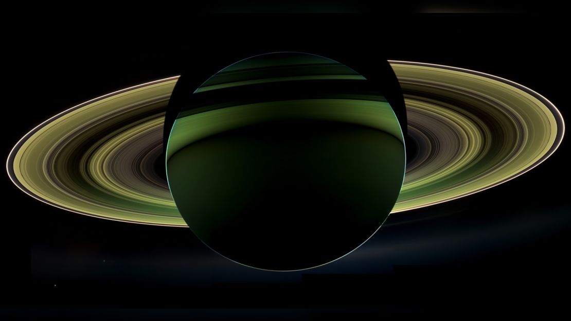 Cassini captured a backlit view of Saturn while in the planet's shadow in December 2012.