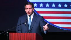 ROTHSCHILD, WISCONSIN - MAY 06: Florida Governor Ron DeSantis speaks to guests at the Republican Party of Marathon County Lincoln Day Dinner annual fundraiser on May 06, 2023 in Rothschild, Wisconsin. Although he has not yet announced his candidacy, DeSantis is expected to be among the top contenders vying for the Republican presidential nomination next year. (Photo by Scott Olson/Getty Images)