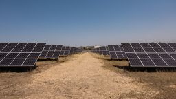 Solar panels during a heatwave in Austin, Texas, US, on Monday, July 11, 2022. 