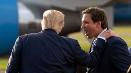 Gov. Ron DeSantis of Florida with former President Donald Trump at a campaign rally in Ocala, Florida, in October 2020.