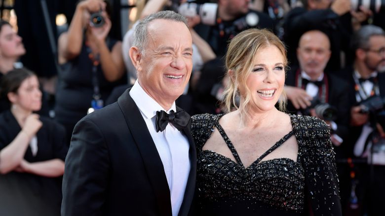 Tom Hanks and Rita Wilson attend the "Asteroid City" red carpet during the 76th annual Cannes film festival at Palais des Festivals on May 23, 2023 in Cannes, France.