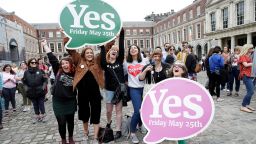 Women celebrate the result of yesterday's referendum on liberalizing abortion law, in Dublin, Ireland, May 26, 2018. REUTERS/Max Rossi