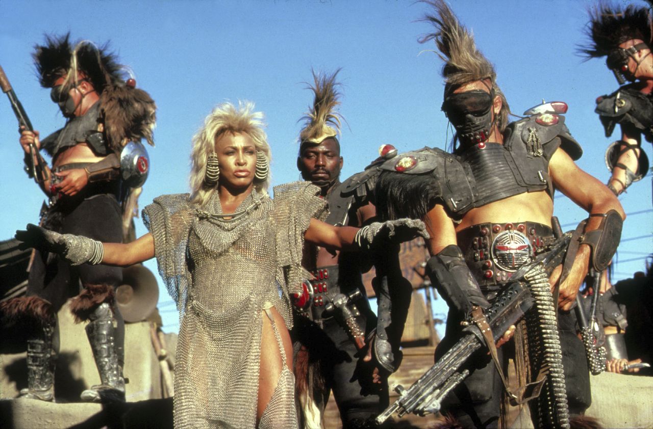 In the 1985 movie "Mad Max Beyond Thunderdome" Turner's love for glittering costumes was given a post-apocalyptic twist in her role as Aunty Entity.