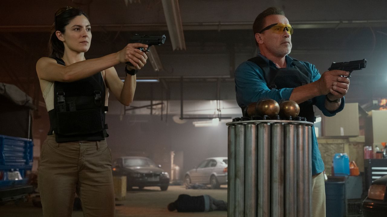 Monica Barbaro and Arnold Schwarzenegger in "Fubar."