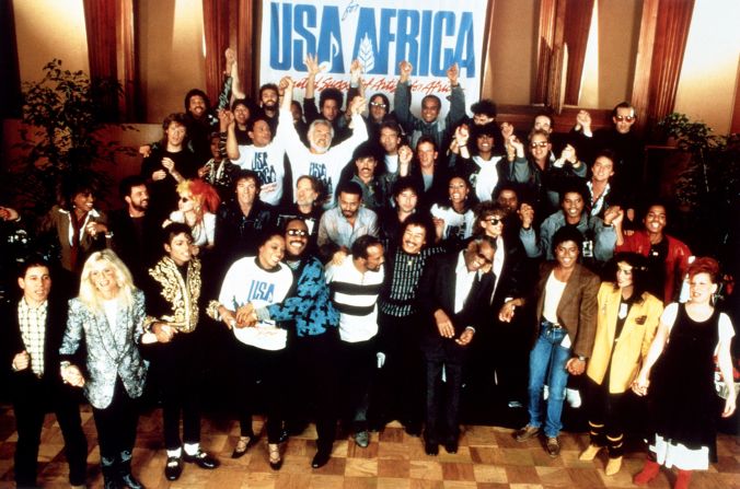 Turner was among the many artists who teamed up for the charity song "We Are the World" in 1985. She's on the far left in the second row.