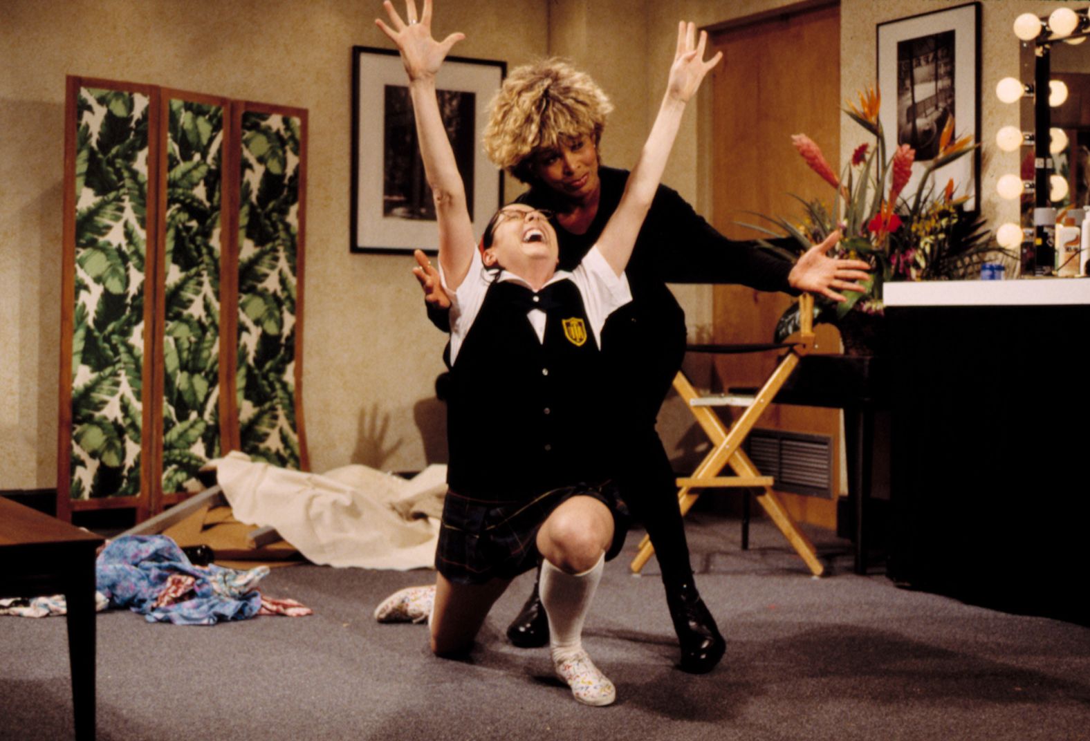 Turner appears in a skit with Molly Shannon during an episode of "Saturday Night Live" in 1997.
