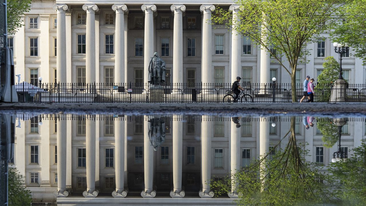 The U.S Treasury building is seen on May 14 in Washington, DC. 