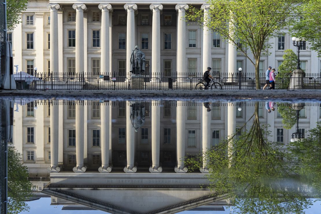 The US Treasury building in Washington, DC