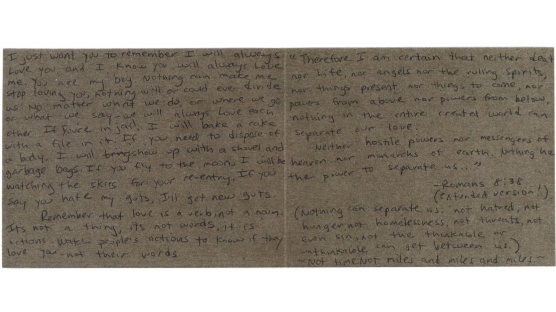 An undated letter obtained by CNN, which Roberta Laundrie says she wrote before Brian and Gabby's trip.