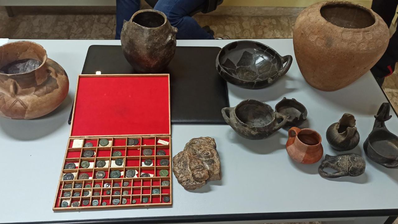 The recovered artifacts included items taken from graves and archaeological digs.
