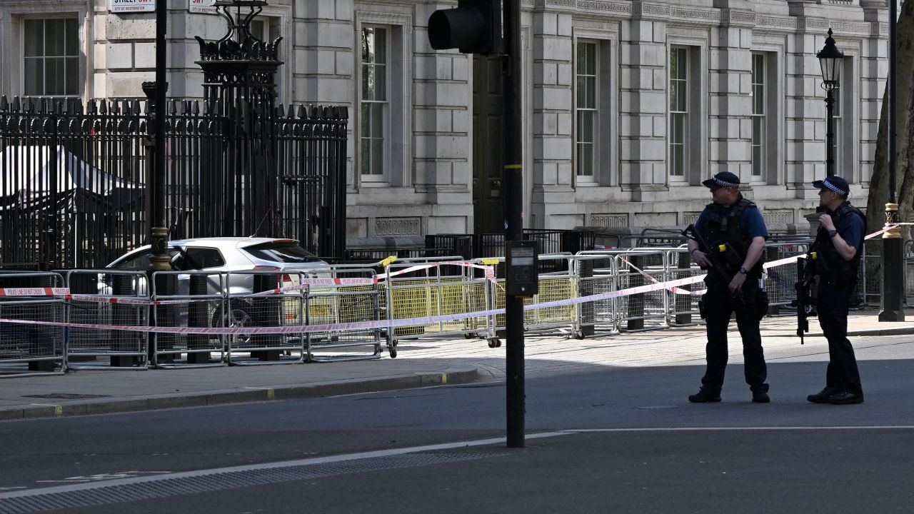 Car crashes into Downing Street gates in London