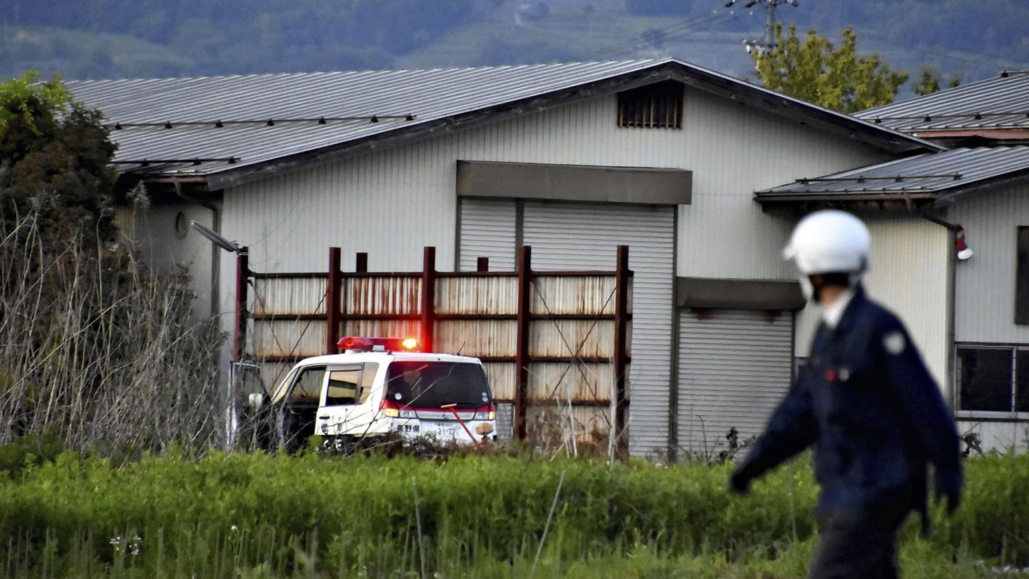 The house where a suspect barricaded himself with a hunting gun in Nakano City, Nagano Prefecture on May 25, 2023. 