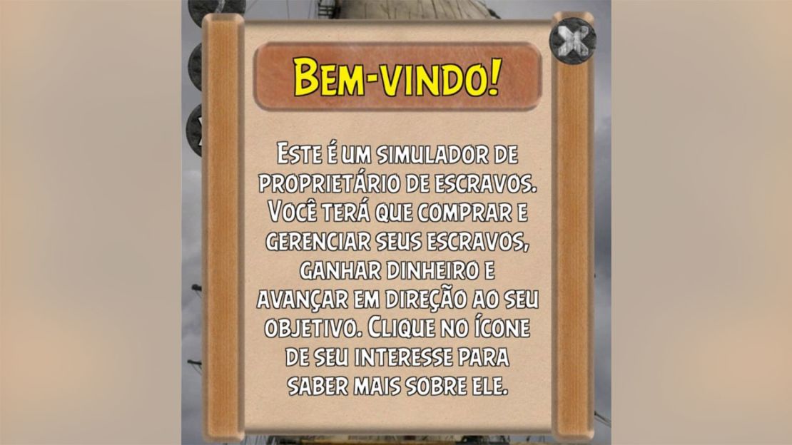 A notification is seen in the game which says, "Welcome! This is a slave owner simulator. You will have to buy and manage your slaves, make money, and advance towards your goals."