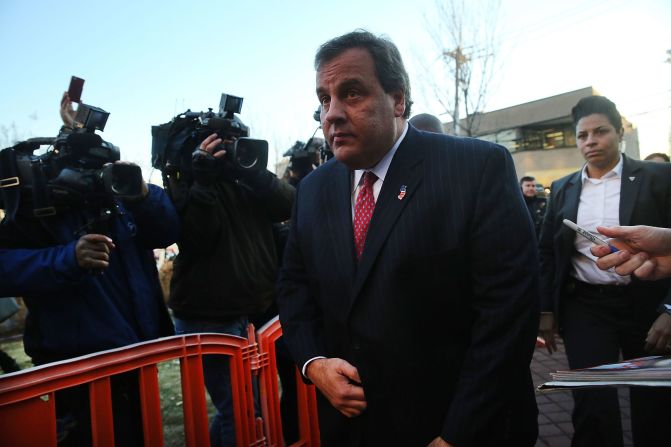 Christie enters the borough hall in Fort Lee, New Jersey, to apologize to Mayor Mark Sokolich in January 2014. Lane closures had snarled traffic for days at the George Washington Bridge, which connects Manhattan to Fort Lee. It was alleged that Christie's deputy chief of staff signaled for the New York and New Jersey Port Authority to close the lanes to punish Sokolich for not endorsing Christie during the election. Christie said he had no knowledge of any plot to close the lanes. He was never charged in the "Bridgegate" scandal, but two former officials linked to his office, including the deputy chief of staff, <a href="index.php?page=&url=http%3A%2F%2Fwww.cnn.com%2F2017%2F03%2F29%2Fus%2Fbridgegate-sentencing%2F" target="_blank">were convicted</a> in 2017 of using their power to close the lanes as an act of political revenge. In 2020, the US Supreme Court <a href="index.php?page=&url=https%3A%2F%2Fwww.cnn.com%2F2020%2F05%2F07%2Fpolitics%2Fsupreme-court-bridgegate-new-jersey-opinion%2Findex.html" target="_blank">threw out the fraud convictions</a>.