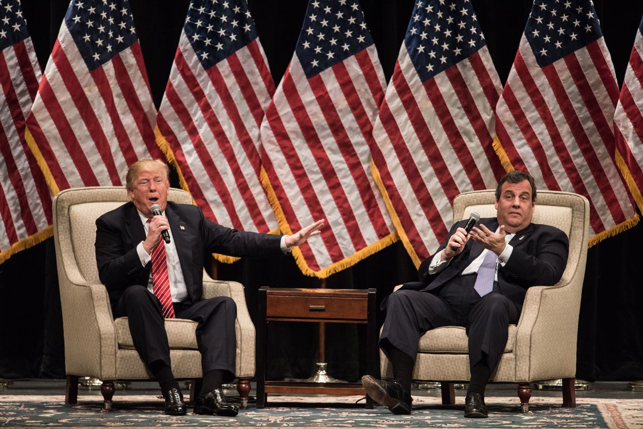 Trump and Christie talk at a campaign rally in Hickory, North Carolina, in March 2016. A few weeks earlier, Christie had suspended his campaign and <a href="http://www.cnn.com/2016/02/26/politics/chris-christie-endorses-donald-trump/" target="_blank">endorsed Trump</a> for president. "There is no one who is better prepared to provide America with the strong leadership that it needs," he said.