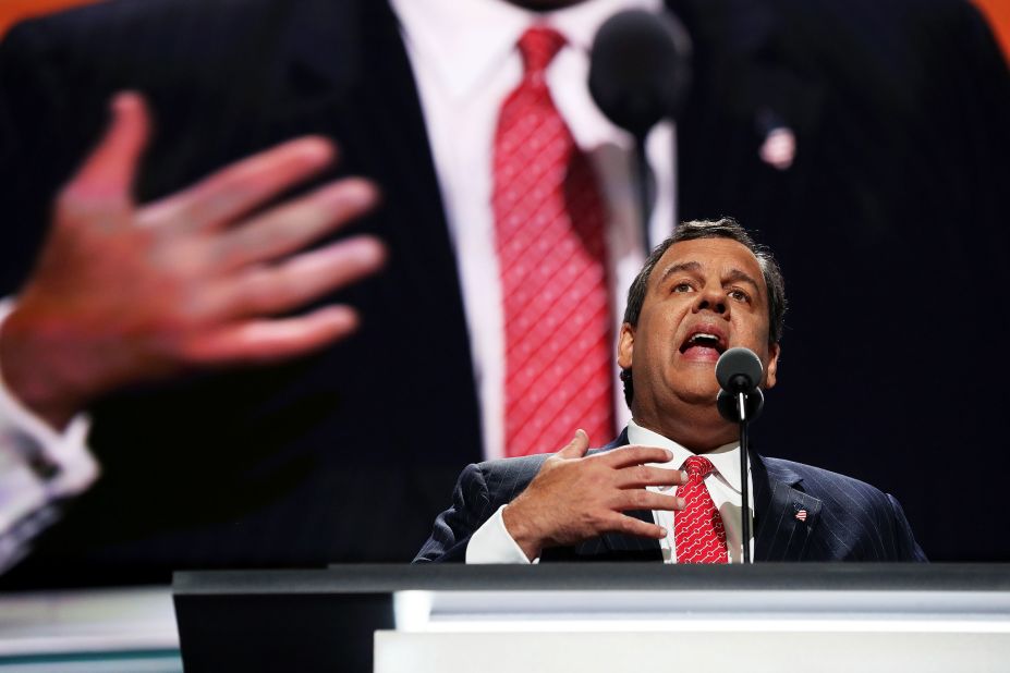 Christie delivers a speech on the second day of the Republican National Convention in July 2016. <a href="http://www.cnn.com/2016/07/19/politics/donald-trump-republican-convention-day-two/index.html" target="_blank">Christie's speech</a> was heavily critical of the Democratic Party's presumptive nominee. "It is our obligation to stop Hillary Clinton now and never let her within 10 miles of the White House again," he said. "It is time to come together and make sure that Donald Trump is our next president. I am proud to be part of this team. Now let's go win this thing."