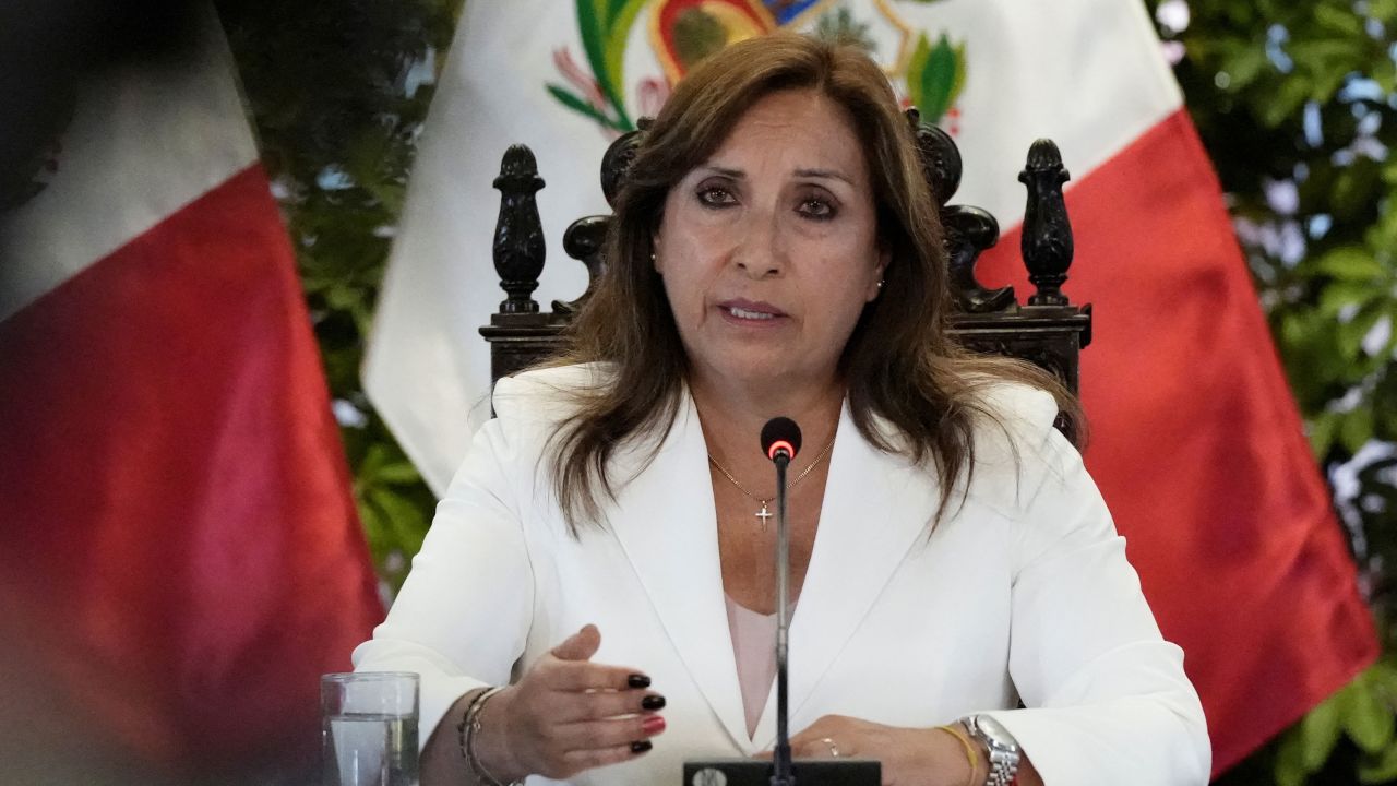 Boluarte speaks during a meeting with foreign press, in Lima, Peru, on January 24.
