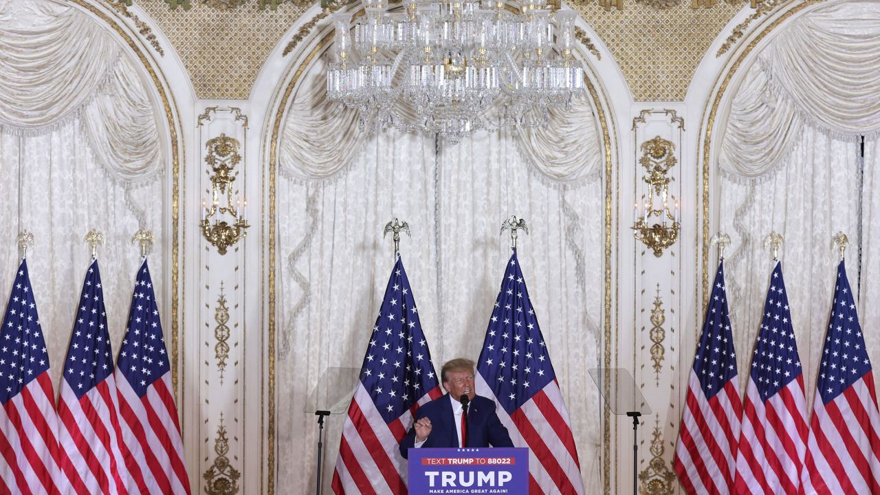 Former President Donald Trump speaks during an event at the Mar-a-Lago Club April 4, 2023 in West Palm Beach, Florida.