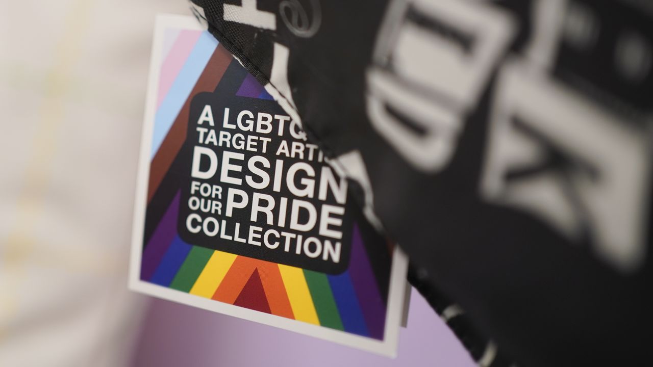 Pride month merchandise is displayed at the front of a Target store in Hackensack, N.J., Wednesday, May 24, 2023.