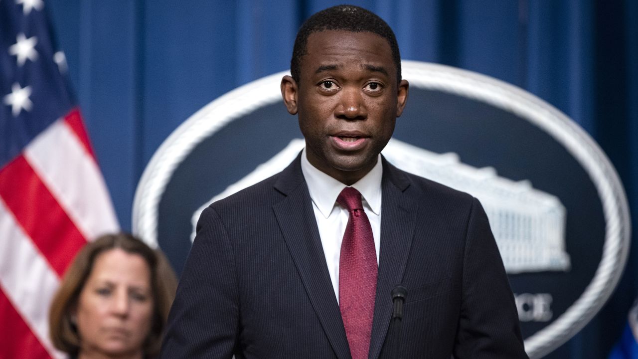 Wally Adeyemo, deputy US Treasury secretary, speaks during a news conference at the Department of Justice in Washington, DC, US, on Wednesday, Jan. 18, 2023. The founder of cryptocurrency exchange Bitzlato was charged with money laundering in connection with an operation that allowed criminals to mask the proceeds of illegal gambling and drug deals.