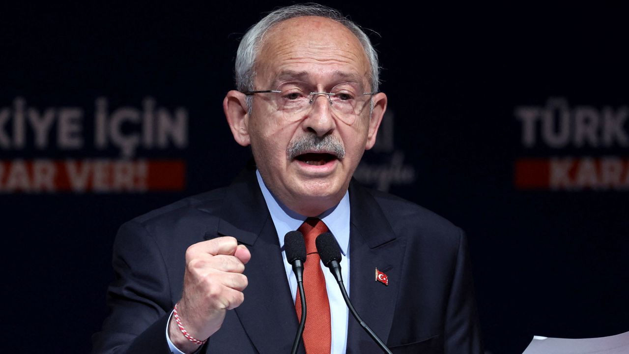 Leader of the Republican People's Party (CHP) and the joint presidential candidate of the Nation Alliance, Kemal Kilicdaroglu gives a press conference in Ankara on May 18.