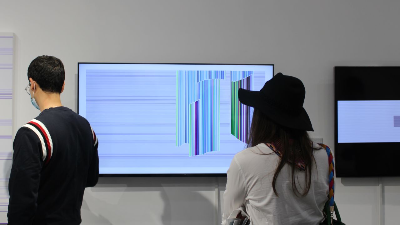 An animated NFT of "Virtually Fragile," by British artist Josh Rowell, on display at the "Breaking Boundaries" exhibition at Firetti Contemporary in 2022.