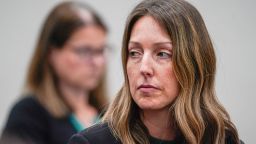 Dr. Caitlin Bernard testifies on Thursday, May 25, 2023, during a hearing in front of the state medical board at the Indiana Government South building in downtown Indianapolis. Bernard is appearing before the board for the final hearing in a complaint filed by Attorney General Todd Rokita saying she violated patient privacy laws and reporting laws.