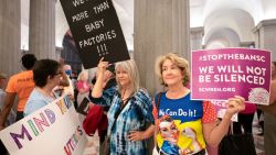 COLUMBIA, SOUTH CAROLINA - MAY 23:  Abortion-rights activists wait for state lawmakers to arrive before a Senate vote on a ban on abortion after six weeks of pregnancy at the South Carolina Statehouse on May 23, 2023 in Columbia, South Carolina. A bi-partisan group of five women led a filibuster that failed to block the legislation. (Photo by Sean Rayford/Getty Images)