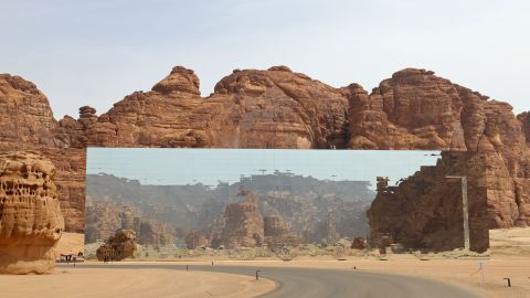 A view shows the Maraya concert hall, the world's largest mirrored building, in the ruins of Al-Ula, a UNESCO World Heritage site in northwestern Saudi Arabia, on February 19, 2023, where an exhibition showing works by the late US artist Andy Warhol is taking place until May 16 of this year. - The first exhibition in Saudi Arabia for the Pop Art giant is a tribute to the late artist's obsession with celebrity, and his seeming ability to predict the rise of contemporary influencer culture. (Photo by Fayez Nureldine / AFP) (Photo by FAYEZ NURELDINE/AFP via Getty Images)
